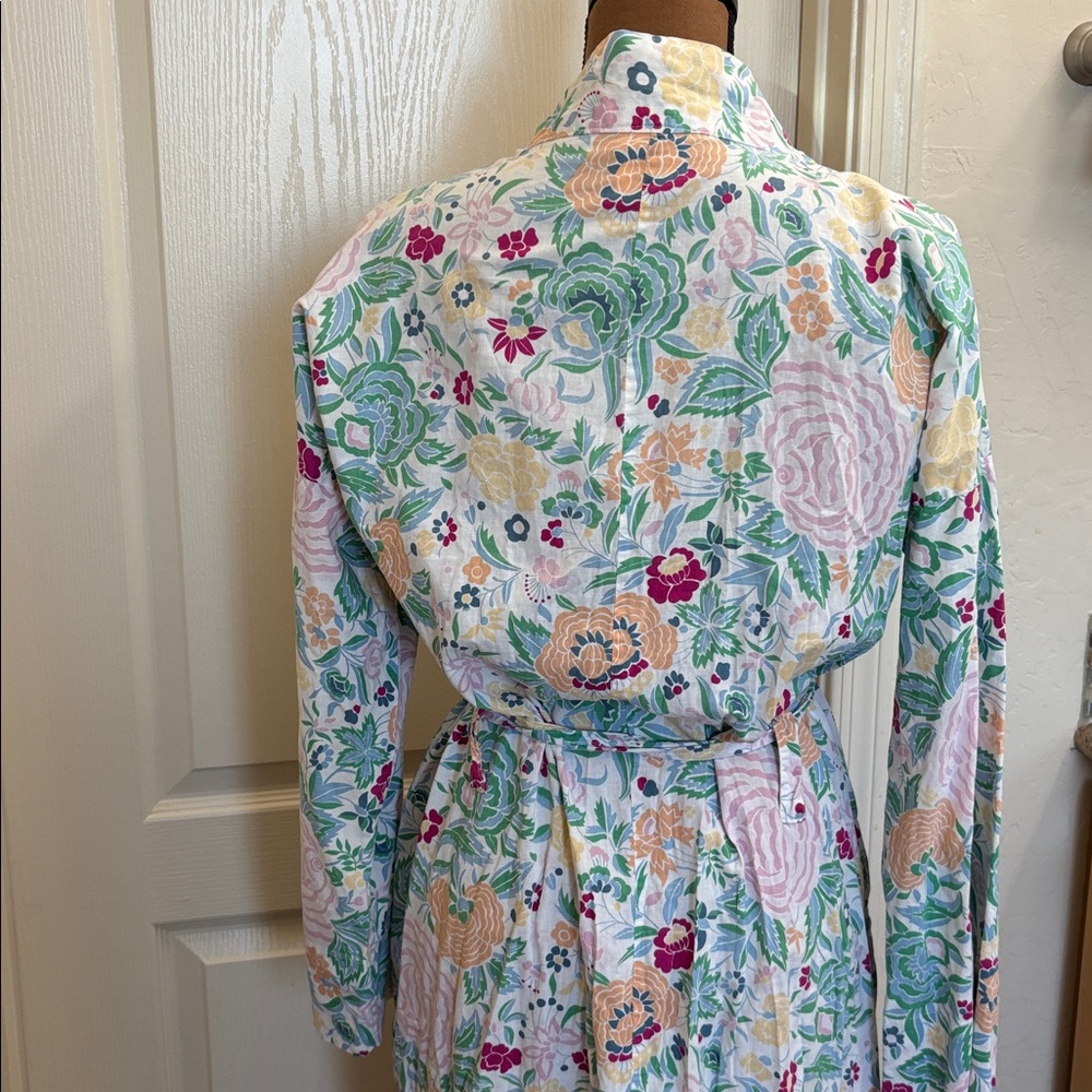 Vintage Floral Cotton Belted Full Length Lightweight Robe Size OS - Picture 4 of 10